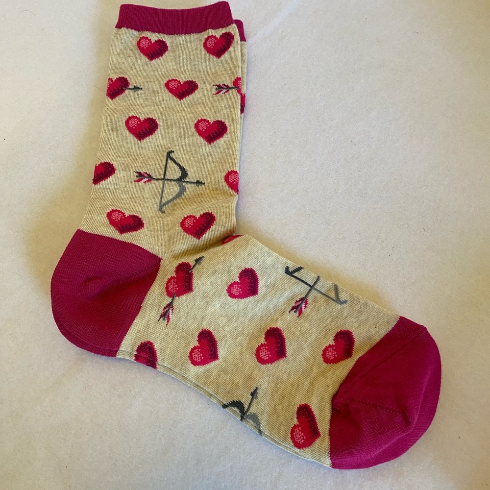 Heart Patterned Socks - Red and Cream